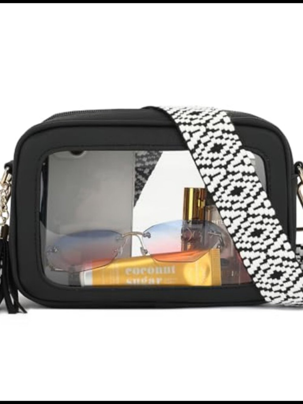 Clear Crossbody Bag Stadium Approved Waterproof Vegan Leather Guitar Strap